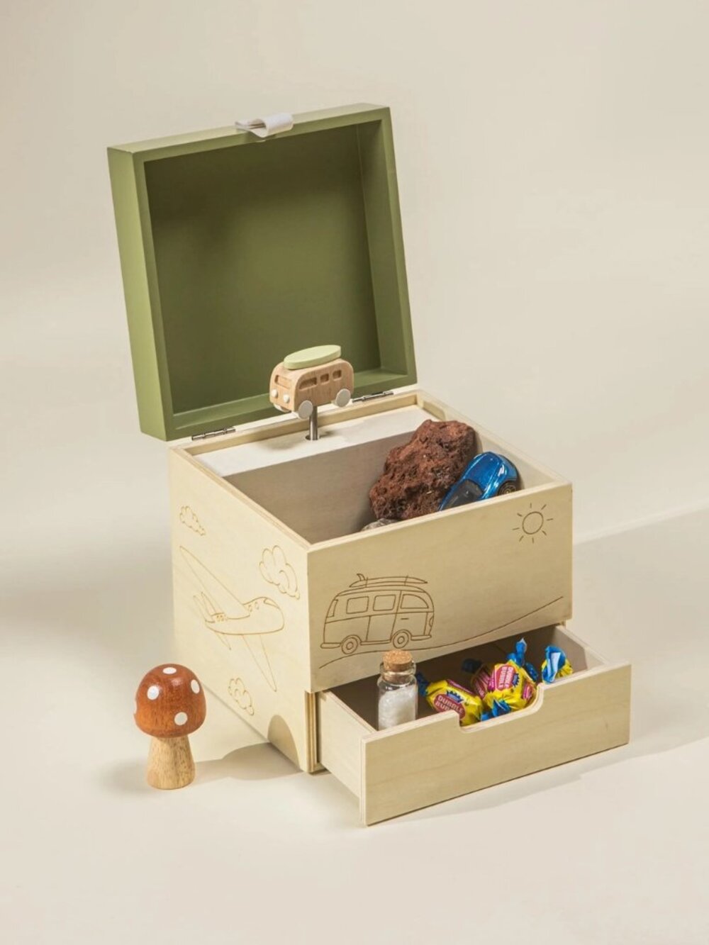 Wooden Musical Souvenir Box - Travel -Jewelry/Treasures box